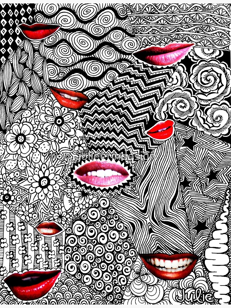 "Lips Doodle Art Drawing" Photographic Print for Sale by