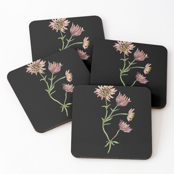 Item preview,  Watercolor branch pink flower illustration on black background  designed and sold by Yana Mustafina | Boho Soulful Designs.