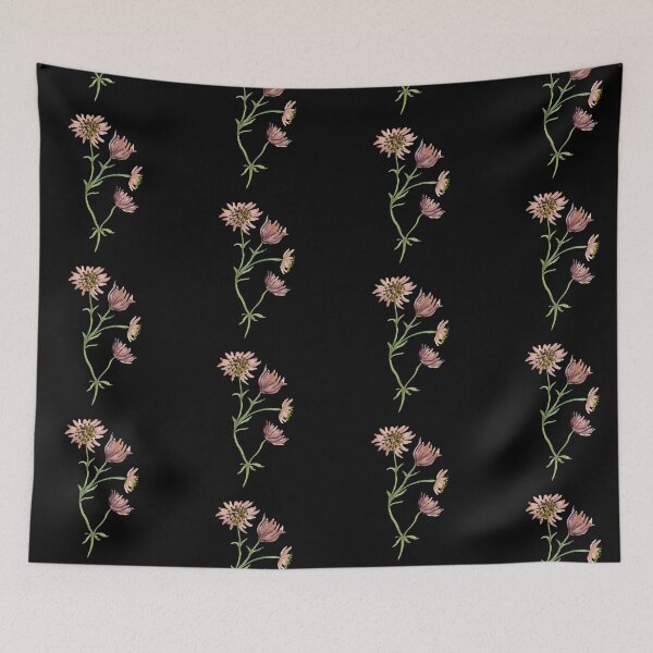 Item preview, Seamless black pattern branch pink flower watercolor illustration designed and sold by Yana Mustafina | Boho Soulful Designs.