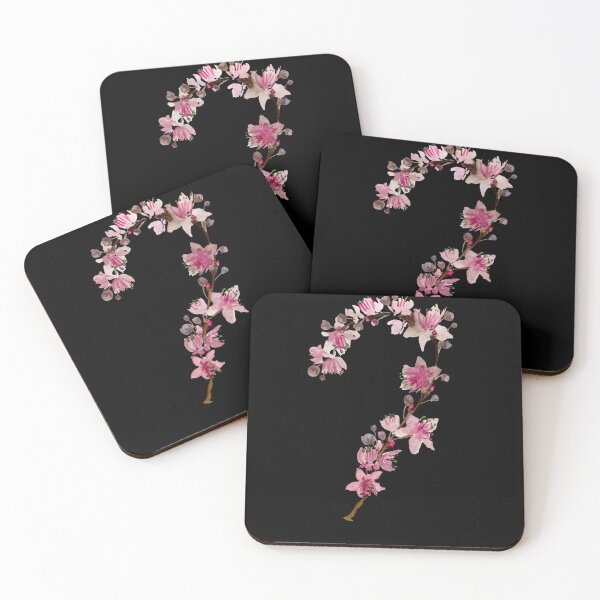 Item preview,  Watercolor sakura  pink flower illustration on black background  designed and sold by Yana Mustafina | Boho Soulful Designs.