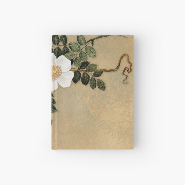 White Roses on gold Hardcover Journal