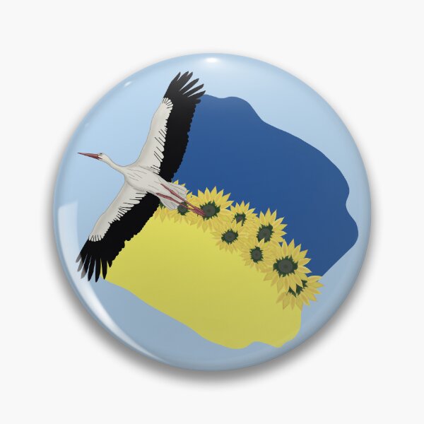 Item preview, A Stork carries a Ukrainian flag and sunflowers on its wings  designed and sold by KateQR.