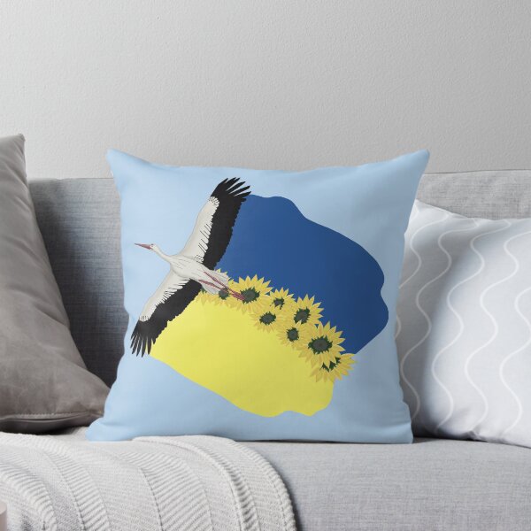 Item preview, A Stork carries a Ukrainian flag and sunflowers on its wings  designed and sold by KateQR.