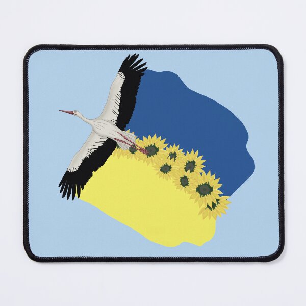 Item preview, A Stork carries a Ukrainian flag and sunflowers on its wings  designed and sold by KateQR.