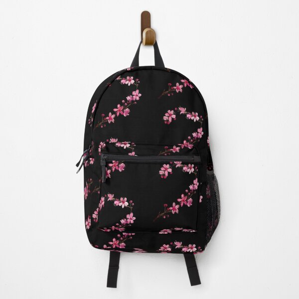Item preview, Sakura pink seamless black pattern flower watercolor illustration designed and sold by Yana Mustafina | Boho Soulful Designs.