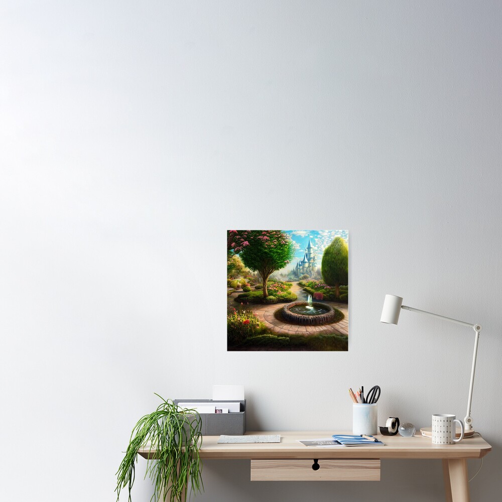 Fantasy Castle, Magical Garden, Fairytale Painting Art Board