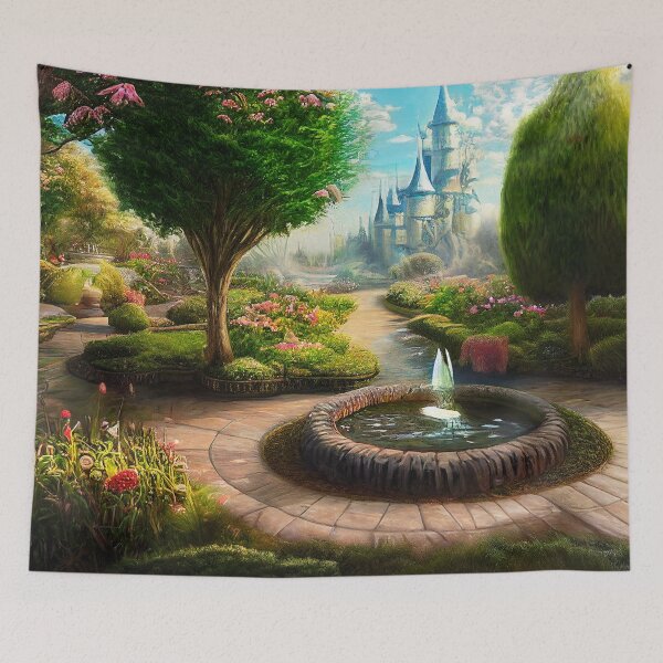 Item preview, Fantasy Castle, Magical Garden, Fairytale Painting designed and sold by SunDoor Art.