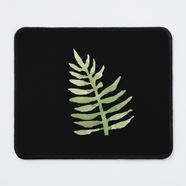 Item preview, Green branch leave watercolor illustration on black background designed and sold by Yana Mustafina | Boho Soulful Designs.