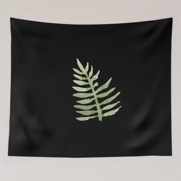 Item preview, Green branch leave watercolor illustration on black background  designed and sold by Yana Mustafina | Boho Soulful Designs.