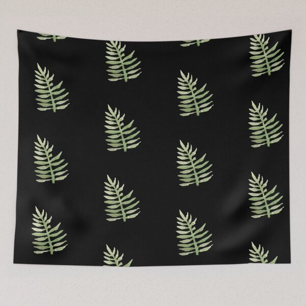 Item preview, Green branch leave seamless black pattern watercolor illustration designed and sold by Yana Mustafina | Boho Soulful Designs.