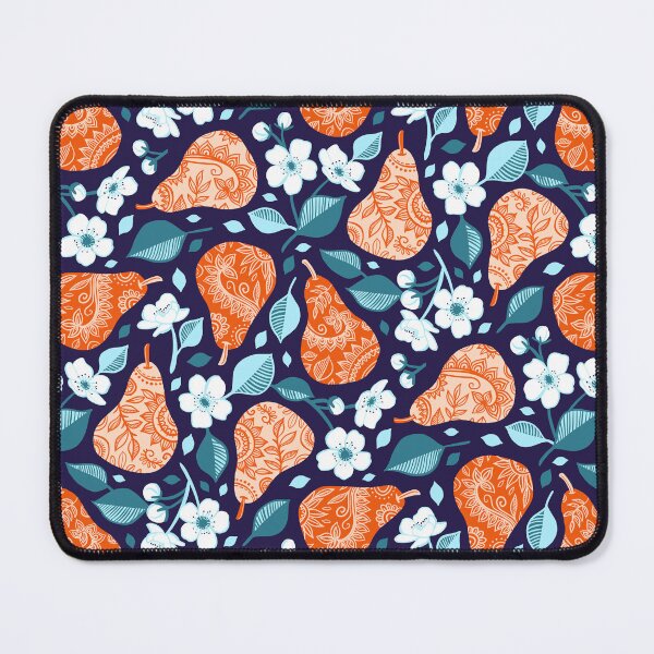 Item preview, Cheerful Pears in Orange on Navy Blue designed and sold by micklyn.