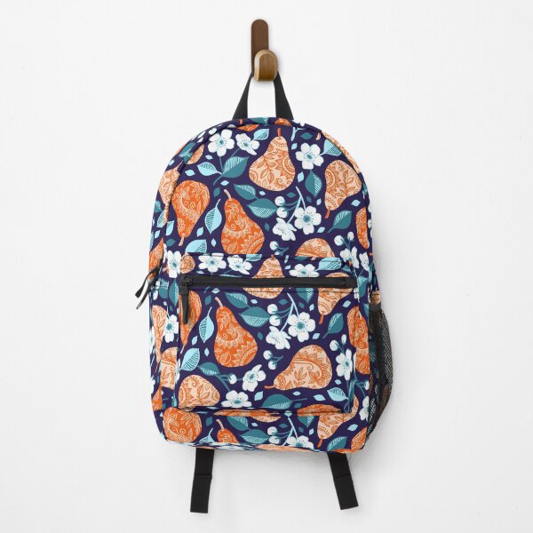 Item preview, Cheerful Pears in Orange on Navy Blue designed and sold by micklyn.