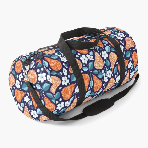 Item preview, Cheerful Pears in Orange on Navy Blue designed and sold by micklyn.