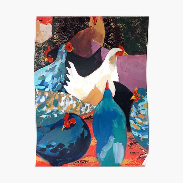 Barnyard Chickens Poster