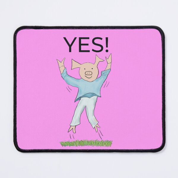 Item preview, Yes! Jump for joy! Joyful! Pink, Celebrating, elated cute pig. Job offer, passing exams, passing your driving test. Yes! designed and sold by PiggingJapan.