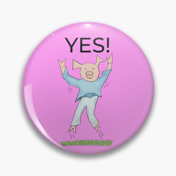 Item preview, Yes! Jump for joy! Joyful! Pink, Celebrating, elated cute pig.  Job offer, passing exams, passing your driving test. Yes! designed and sold by PiggingJapan.