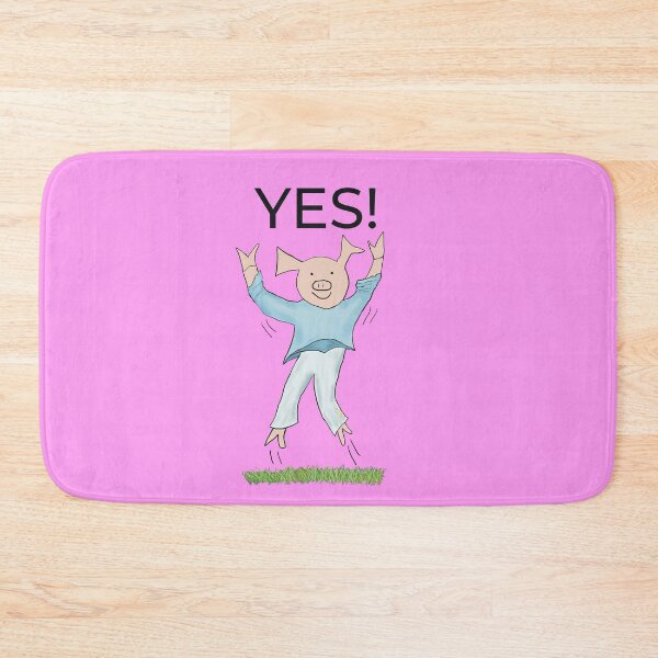 Item preview, Yes! Jump for joy! Joyful! Pink, Celebrating, elated cute pig.  Job offer, passing exams, passing your driving test. Yes! designed and sold by PiggingJapan.