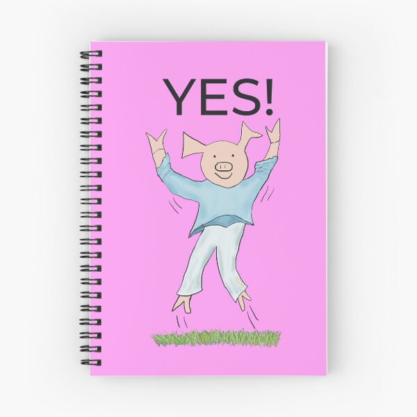 Item preview, Yes! Jump for joy! Joyful! Pink, Celebrating, elated cute pig.  Job offer, passing exams, passing your driving test. Yes! designed and sold by PiggingJapan.