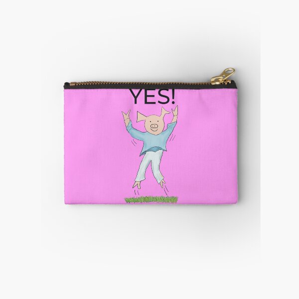 Item preview, Yes! Jump for joy! Joyful! Pink, Celebrating, elated cute pig.  Job offer, passing exams, passing your driving test. Yes! designed and sold by PiggingJapan.