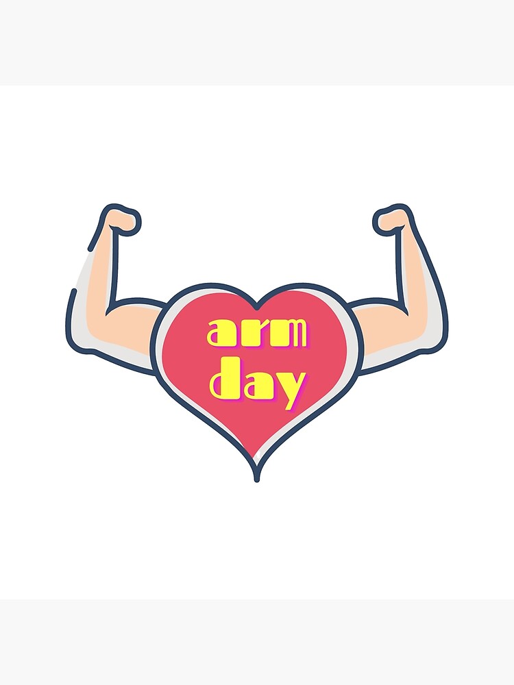 "ARM DAY Love Heart Bicep Bodybuilding Gym Sticker Design" Poster for