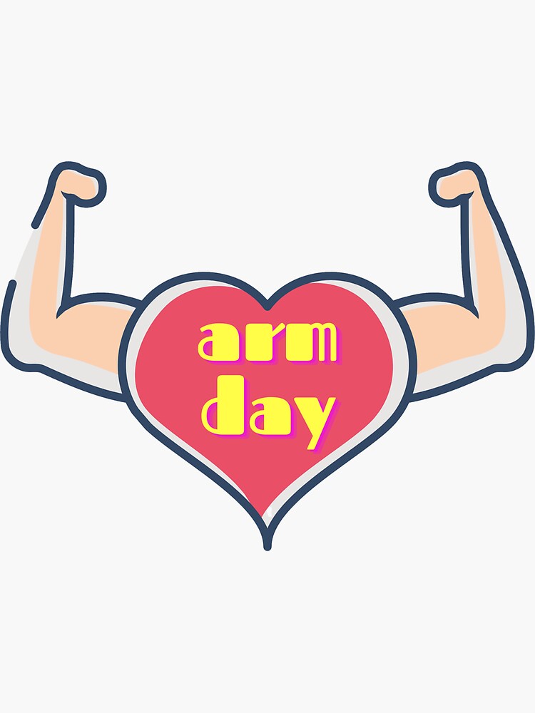 "ARM DAY Love Heart Bicep Bodybuilding Gym Sticker Design" Sticker for