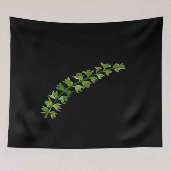 Item preview, Branch green leave watercolor illustration on black background  designed and sold by Yana Mustafina | Boho Soulful Designs.