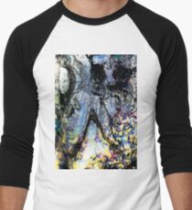 Blue/Yellow/Black Marbling Men's Baseball ¾ T-Shirt