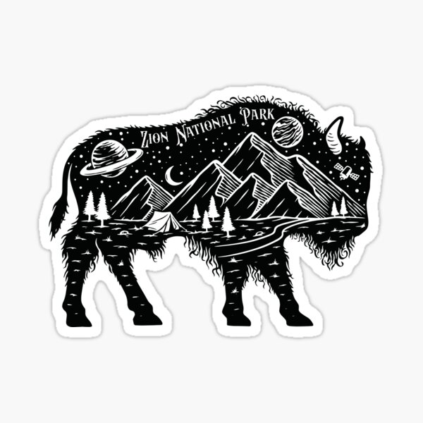 Vista previa del artículo con la obra «Bisonte del cielo estrellado del Parque Nacional Zion», diseñado y vendido por JordanHolmes.