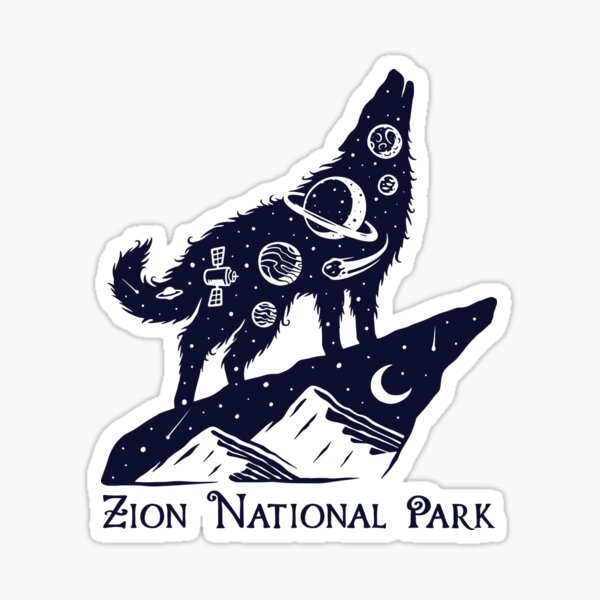 Vista previa del artículo con la obra «Lobo espacial del Parque Nacional Zion», diseñado y vendido por JordanHolmes.