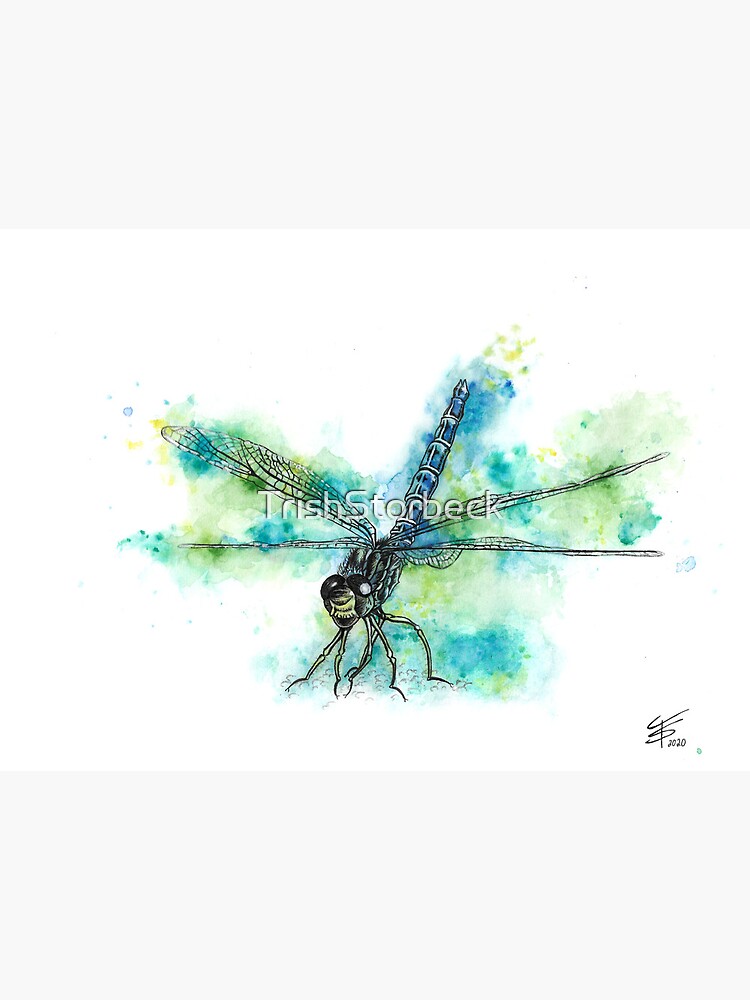 Thumbnail 2 of 2, Art Board Print, dragonfly watercolour art designed and sold by TrishStorbeck.