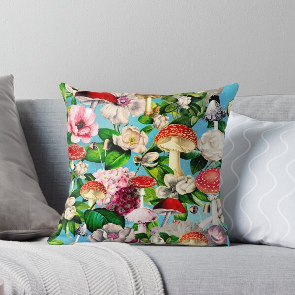 Item preview, Vintage mushrooms floral garden, shrooms and fungi, botanical pattern, mushrooms illustration, seamless pattern, turquoise pattern trendy  designed and sold by ZeinabTaha.