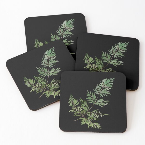 Item preview, Leave green branch watercolor illustration on black background  designed and sold by Yana Mustafina | Boho Soulful Designs.