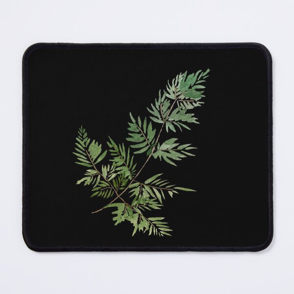 Item preview, Leave green branch watercolor illustration on black background designed and sold by Yana Mustafina | Boho Soulful Designs.