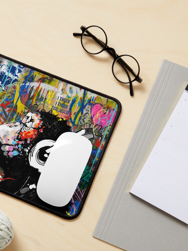 Alternate view of Monkey Thinker - Banksy Urban Contemporary Colorful Street Art - DJ Chimp Mouse Pad