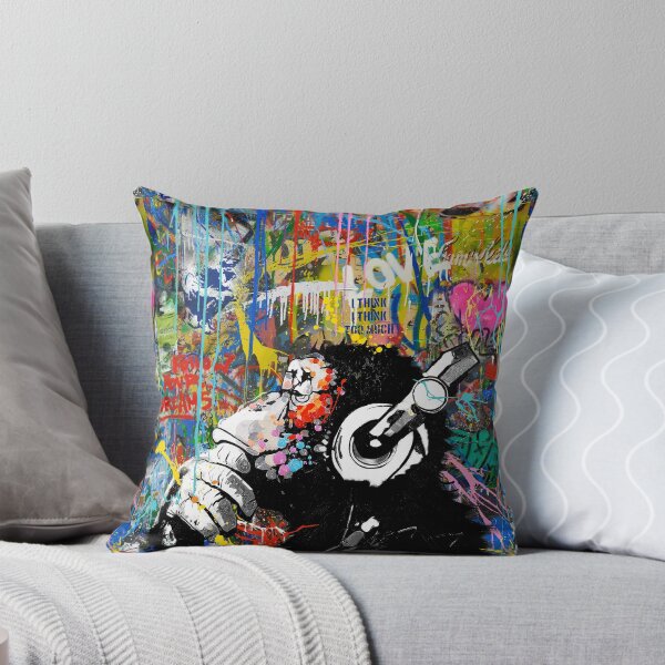 Item preview, Monkey Thinker - Banksy Urban Contemporary Colorful Street Art -  DJ Chimp designed and sold by WE-ARE-BANKSY.