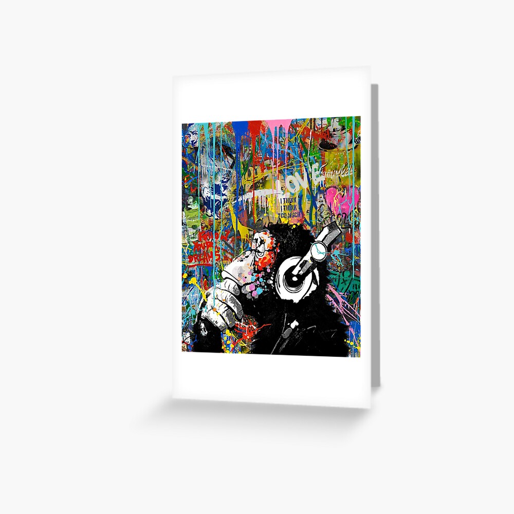 Monkey Thinker - Banksy Urban Contemporary Colorful Street Art - DJ Chimp  Greeting Card for Sale by WE-ARE-BANKSY