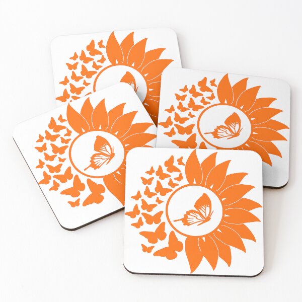 Item preview, Butterflies Flying from Sunflower Orange Tattoo designed and sold by Summer-Winter.