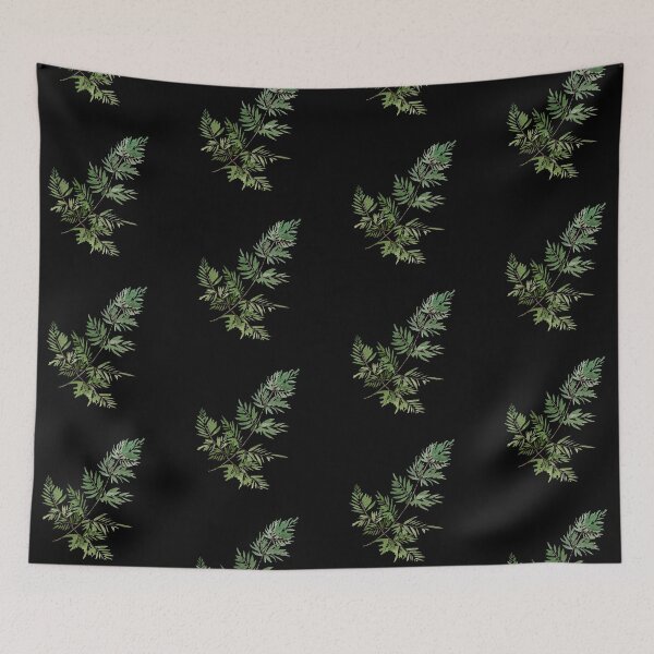 Item preview, Leave green branch seamless black pattern watercolor illustration designed and sold by Yana Mustafina | Boho Soulful Designs.
