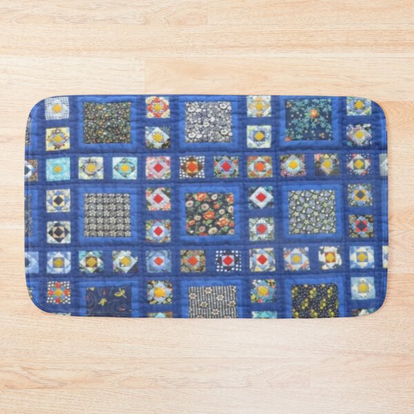 Item preview, Patchwork artistic mosaic of square segments forming a grid with drawings of flowers painted in warm colors designed and sold by ErisMerch.