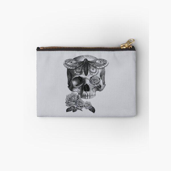 Item preview, Skull with hawk moth and roses (black and gray) designed and sold by Madame Memento.