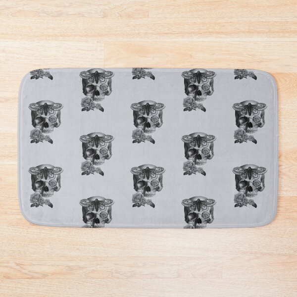 Item preview, Skull with hawk moth and roses (black and gray) designed and sold by Madame Memento.