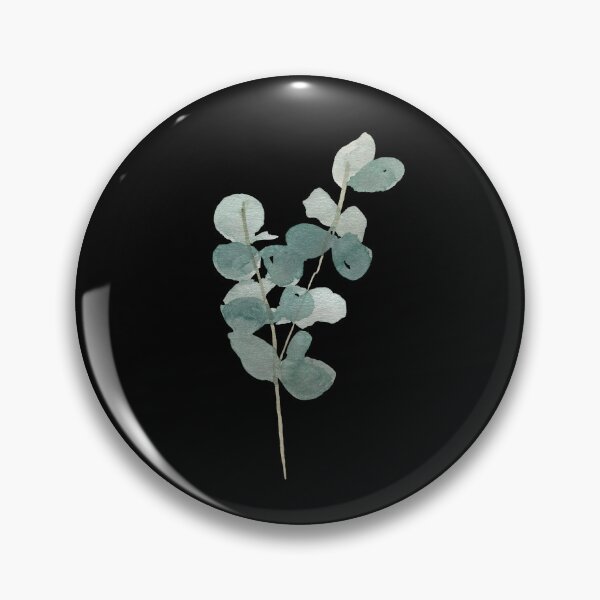Item preview, Eucalyptus watercolor illustration on black background  designed and sold by Yana Mustafina | Boho Soulful Designs.
