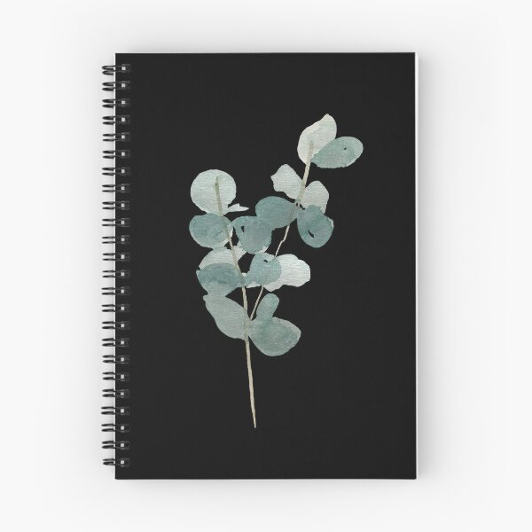 Item preview, Eucalyptus watercolor illustration on black background  designed and sold by Yana Mustafina | Boho Soulful Designs.