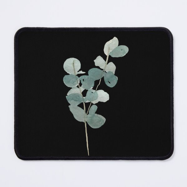 Item preview, Eucalyptus watercolor illustration on black background designed and sold by Yana Mustafina | Boho Soulful Designs.