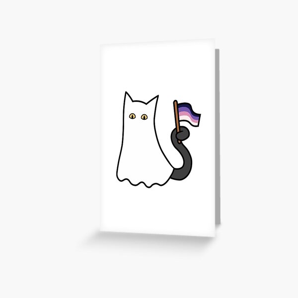 Asexual Spectrum Pride Ghost Cat With Acespec Pride Flag Greeting Card For Sale By Lunyssa 0731