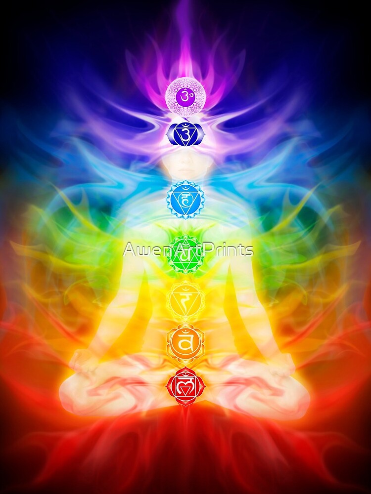 Chakras and energy flow on human body art photo print by AwenArtPrints