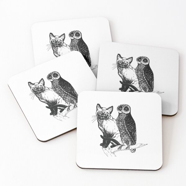 Item preview, a cat and an owl designed and sold by Amadej.