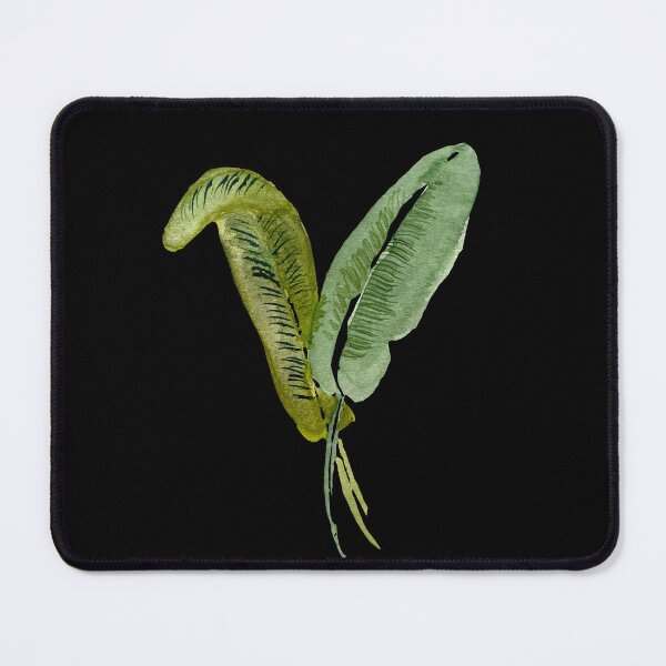 Item preview, palm leaf watercolor illustration on black background designed and sold by Yana Mustafina | Boho Soulful Designs.