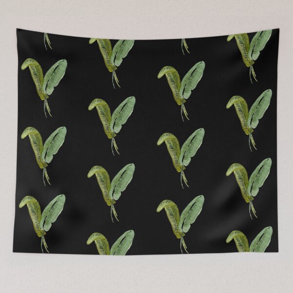 Item preview, palm leaf seamless black pattern watercolor illustration designed and sold by Yana Mustafina | Boho Soulful Designs.