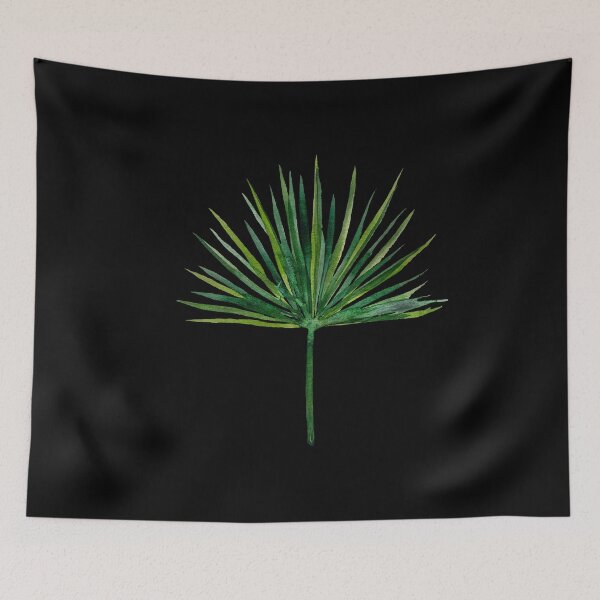 Item preview, Palm watercolor illustration on black background  designed and sold by Yana Mustafina | Boho Soulful Designs.